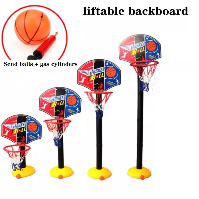 Kids Liftable Basketball Hoop Stand with Balls Pump Adjustable Height Indoor Outdoor Backyard Yard Games Toys Color block big image 5