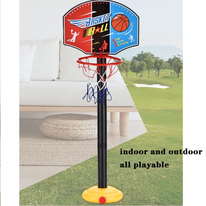 Kids Liftable Basketball Hoop Stand with Balls Pump Adjustable Height Indoor Outdoor Backyard Yard Games Toys Color block big image 6