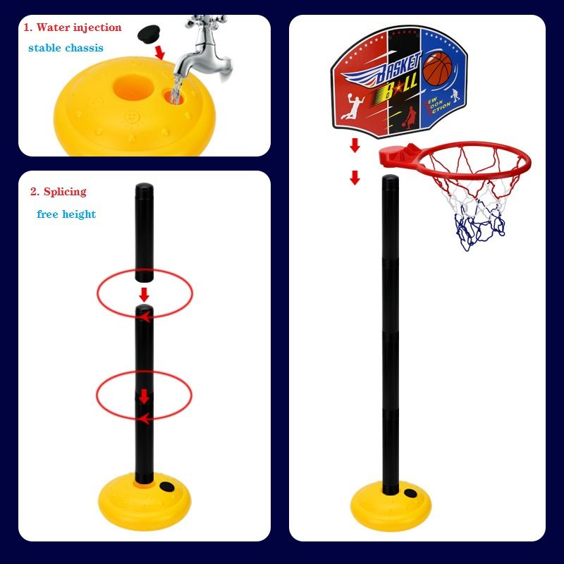 Kids Liftable Basketball Hoop Stand with Balls Pump Adjustable Height Indoor Outdoor Backyard Yard Games Toys Color block big image 7