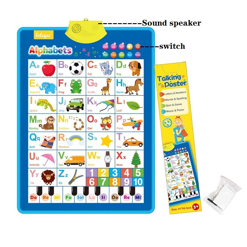 Interactive Electronic Alphabet Wall Chart Music Talking Poster Preschool Education Toy Early Learning Toys Blue big image 1