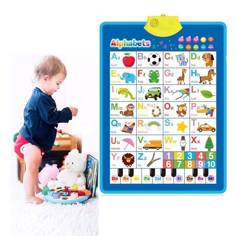 Interactive Electronic Alphabet Wall Chart Music Talking Poster Preschool Education Toy Early Learning Toys Blue big image 2