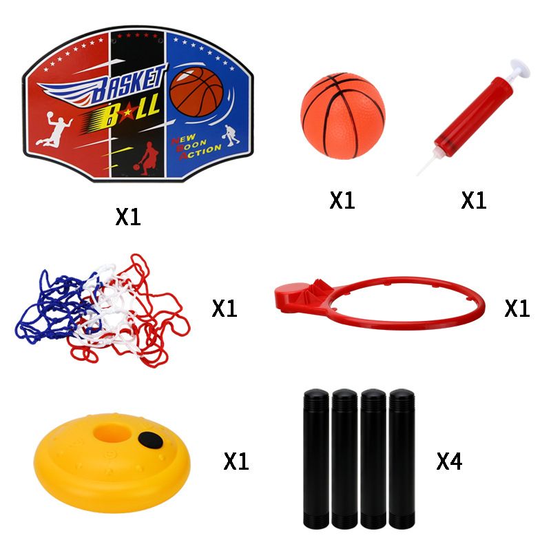 Kids Liftable Basketball Hoop Stand with Balls Pump Adjustable Height Indoor Outdoor Backyard Yard Games Toys Color block big image 8