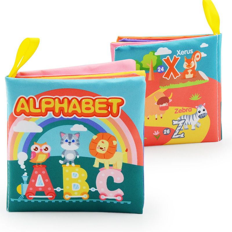 Cloth Book Washable Baby Soft Cloth Book Toys Activity Early Education Toy (Alphabet/Number/Color)  4pages Color-A