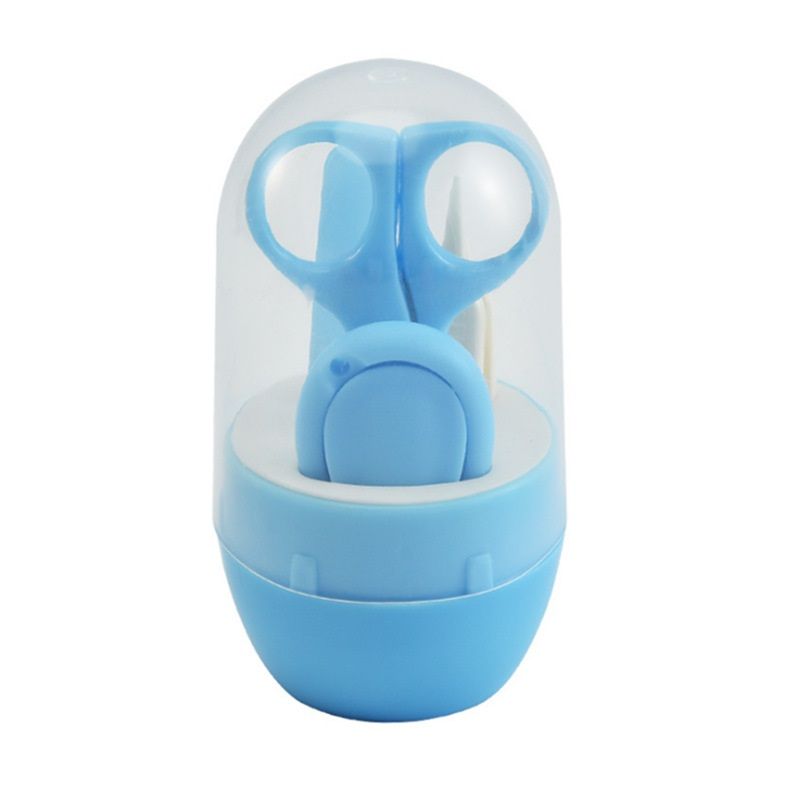 Kit de unhas de bebê com 4 unidades tesoura de lixa de unhas pinça conjunto de cuidados de unhas para bebês recém-nascidos com estojo Azul big image 1