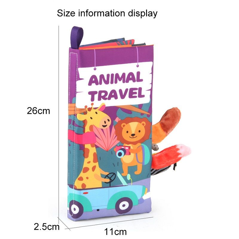 Animal Tails Cloth Book Washable Baby Soft Cloth Book Toys Built-in Sound Paper Activity Early Education Toy (Flying Animals / Ocean World / Animal Travel) Color-A big image 6