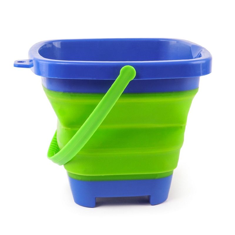 Folding Beach Bucket Toy Multifunction Portable Foldable Sand Buckets for Beach Outdoor Playing Water Sand Transport Storage Green big image 1