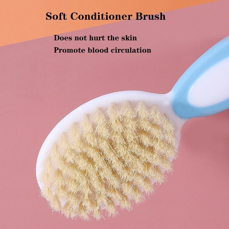 Safety Baby Hair Brush & Comb Set Newborn Wash Hair Massage Scalp Brush Cleaning Care Blue big image 3