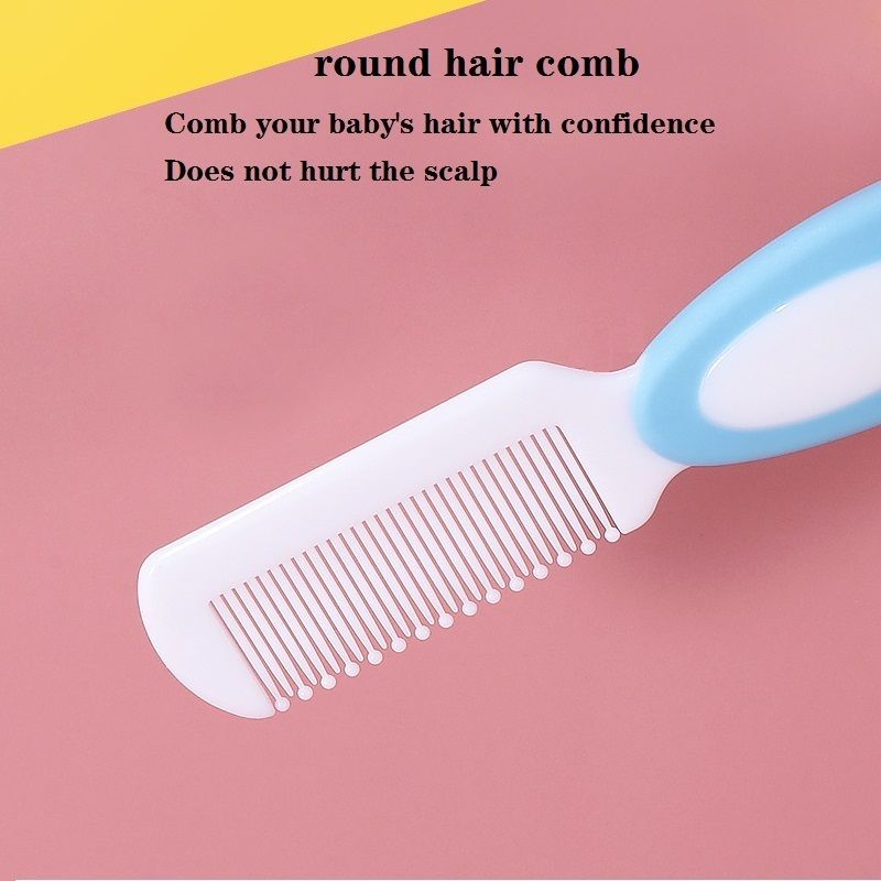 Safety Baby Hair Brush & Comb Set Newborn Wash Hair Massage Scalp Brush Cleaning Care Blue big image 4