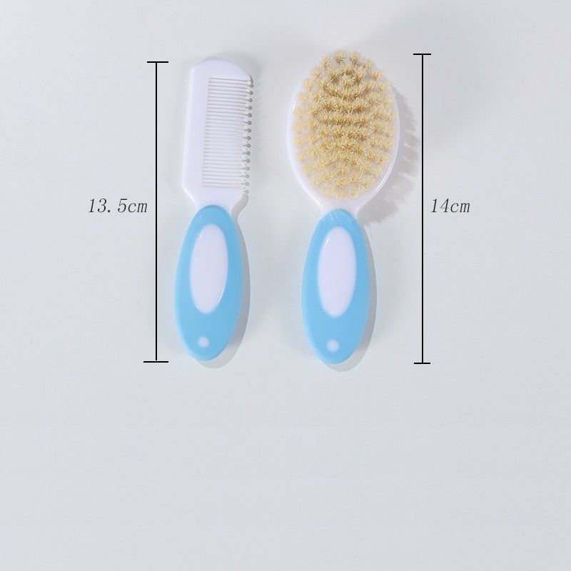 Safety Baby Hair Brush & Comb Set Newborn Wash Hair Massage Scalp Brush Cleaning Care Blue big image 5