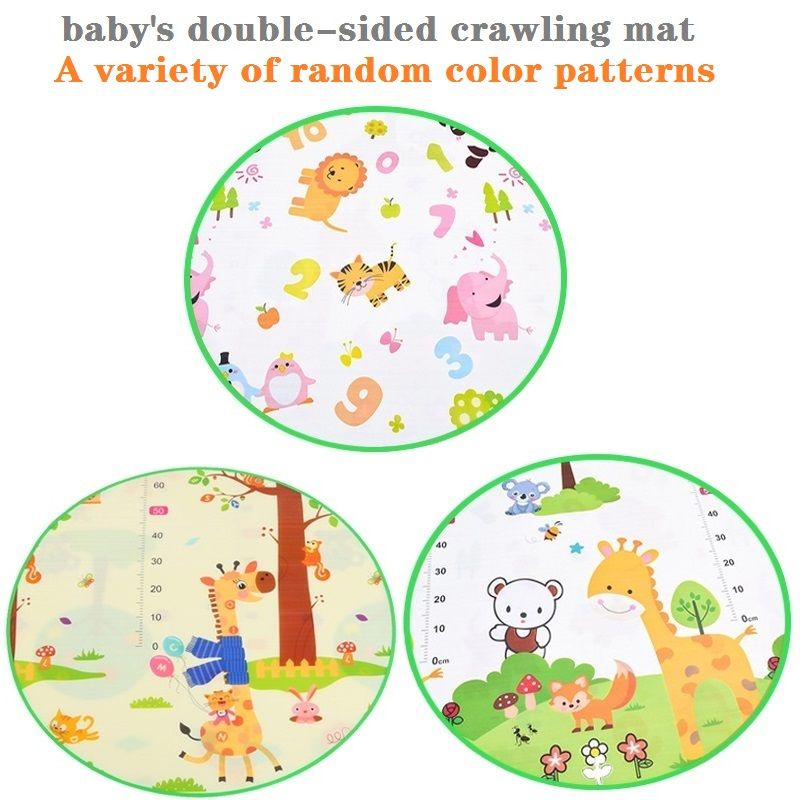 Double-sided Crawling Mat Round Carpet Kids Play Mat Rug Cushion Waterproof Moisture-proof Random Color Pattern Multi-color big image 1