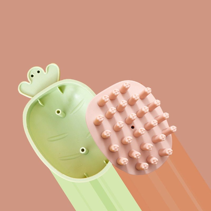 spazzola per massaggio shampoo per bambini spazzola per la pulizia del corpo dei capelli del cuoio capelluto a forma di carota Verde big image 5