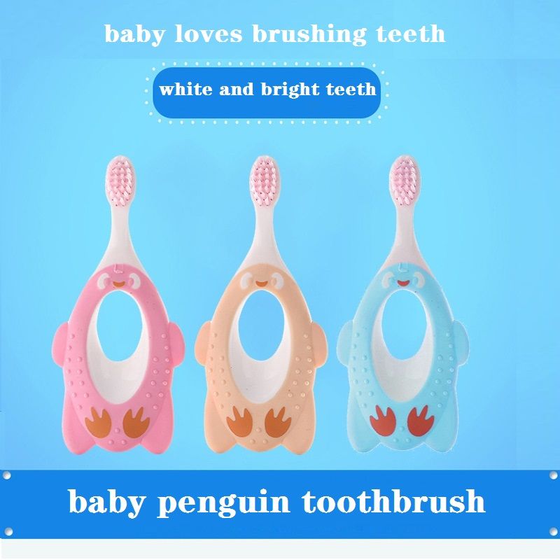 Baby Toothbrush Penguin Shape Super Soft High-Quality Filament Manual Toothbrush for 1-6 Years Old Blue big image 5