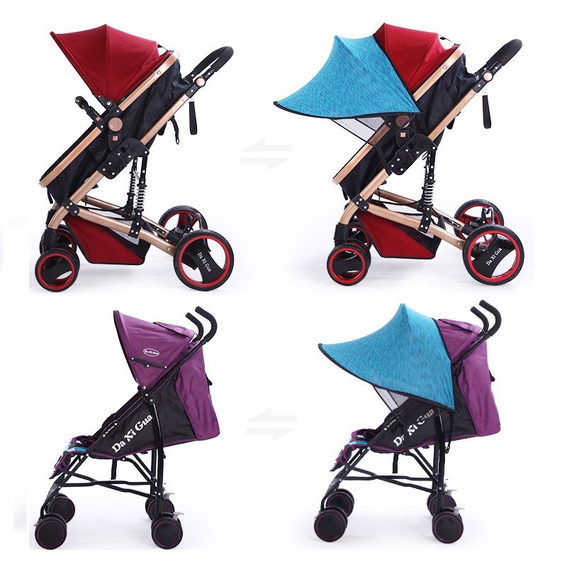 Carrinho de bebê universal guarda-sol ajustável carrinho de bebê proteção solar acessórios para carrinho de bebê toldo guarda-chuva anti-uv Azul big image 3