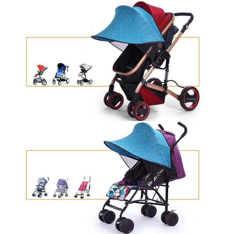 Carrinho de bebê universal guarda-sol ajustável carrinho de bebê proteção solar acessórios para carrinho de bebê toldo guarda-chuva anti-uv Azul big image 3