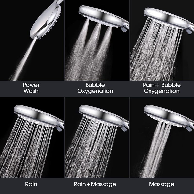 3-pack High Pressure Handheld Shower Set 6 Spray Modes Showerhead with Bracket & Hose Silver big image 4