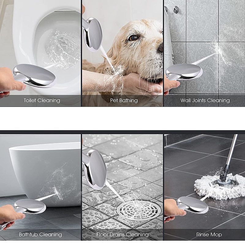 3-pack High Pressure Handheld Shower Set 6 Spray Modes Showerhead with Bracket & Hose Silver big image 5