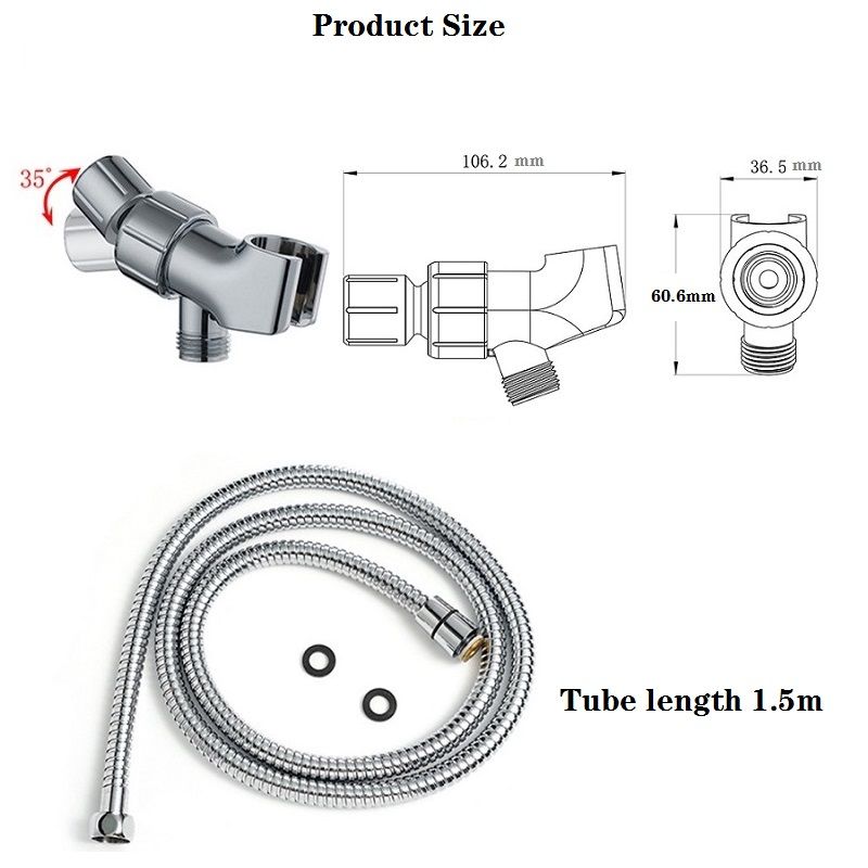 3-pack High Pressure Handheld Shower Set 6 Spray Modes Showerhead with Bracket & Hose Silver big image 6