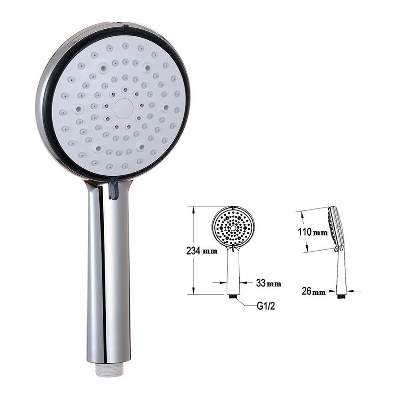 3-pack High Pressure Handheld Shower Set 6 Spray Modes Showerhead with Bracket & Hose Silver big image 7