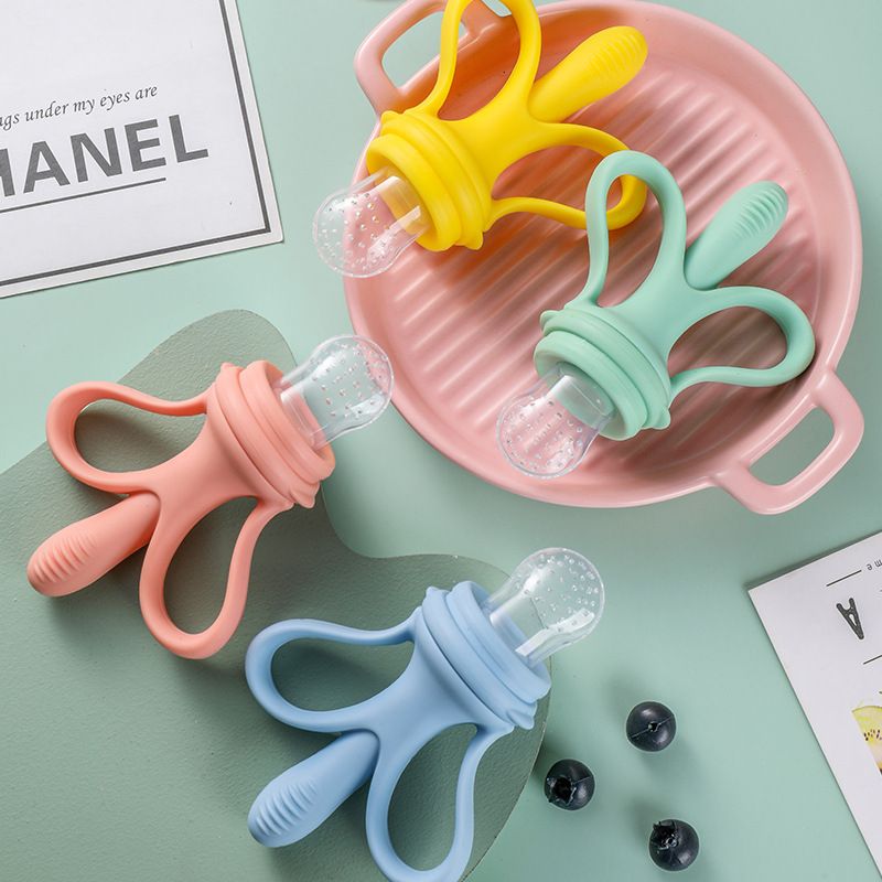 Baby Feeder Vegetable Fruit Food Feeder Nibbler Pacifier Training Massaging Gums Toy Teether Yellow big image 4