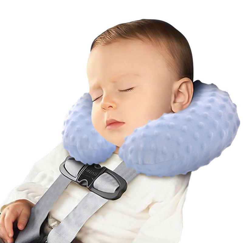 Bébé oreillers cervicaux en forme de U enfants oreiller de voyage gonflable protecteur de tête coussin de sécurité coussin pour siège de voiture avions train Blanc big image 2