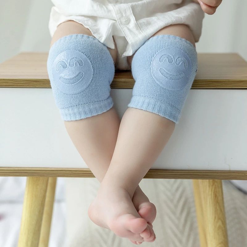 1 Pair Cute Cartoon Smiley Graphic Anti-fall Knee Pad Blue big image 2