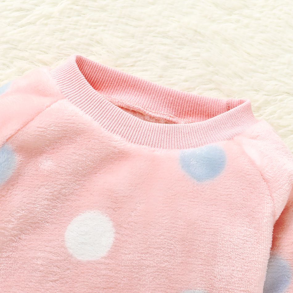 2pcs Polka dots Print Long-sleeve Baby Set Light Pink big image 8