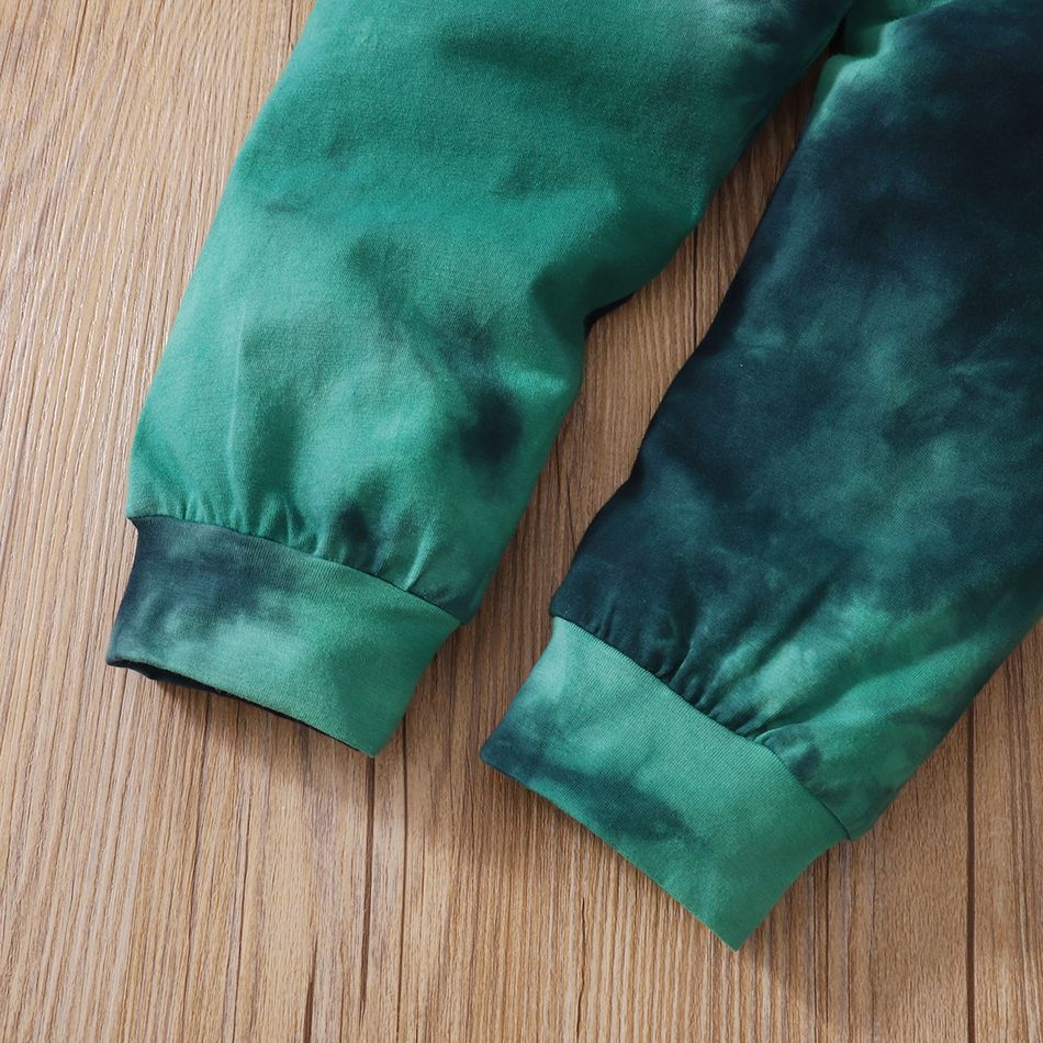 2pcs Toddler Girl/Boy Cotton Tie Dye Pullover Sweatshirt and Pants Set Green big image 6