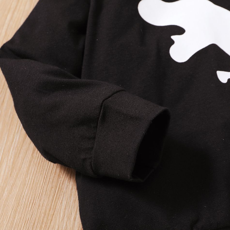 2-piece Toddler Boy Dinosaur Print Black Hoodie Sweatshirt and Pants Set Black big image 4