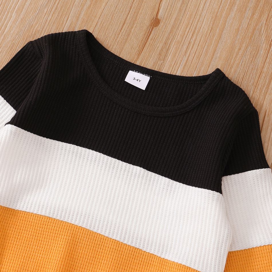 2-piece Toddler Boy Colorblock Pullover Sweatshirt and Pants Set Yellow big image 5