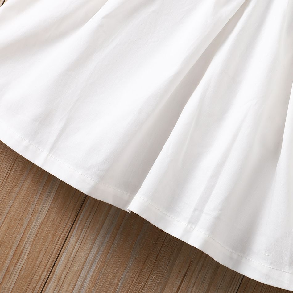 2pcs Toddler Girl Lapel Collar Long-sleeve White Shirt Dress and Houndstooth Vest Set White big image 5