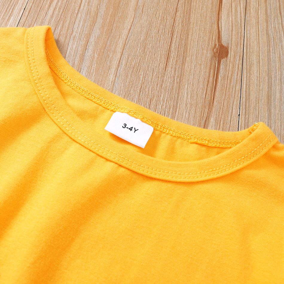 2pcs Toddler Girl Casual Letter Print Webbing Design Tee and Pants Set Yellow big image 4