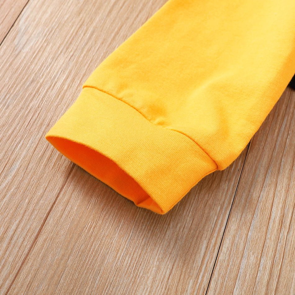 2pcs Toddler Girl Casual Letter Print Webbing Design Tee and Pants Set Yellow big image 5