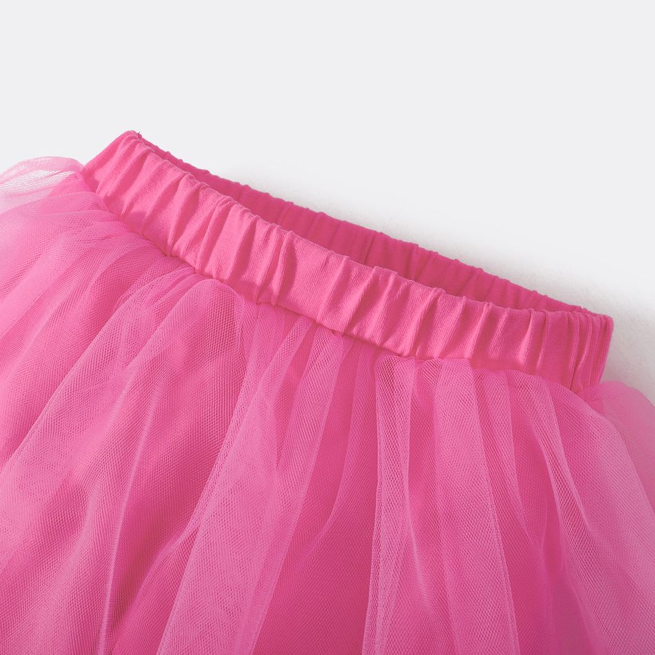 Barbie 2pcs Toddler Giel Ruffled Long-sleeve Cotton Tee and Mesh Skirt Leggings Set White big image 5
