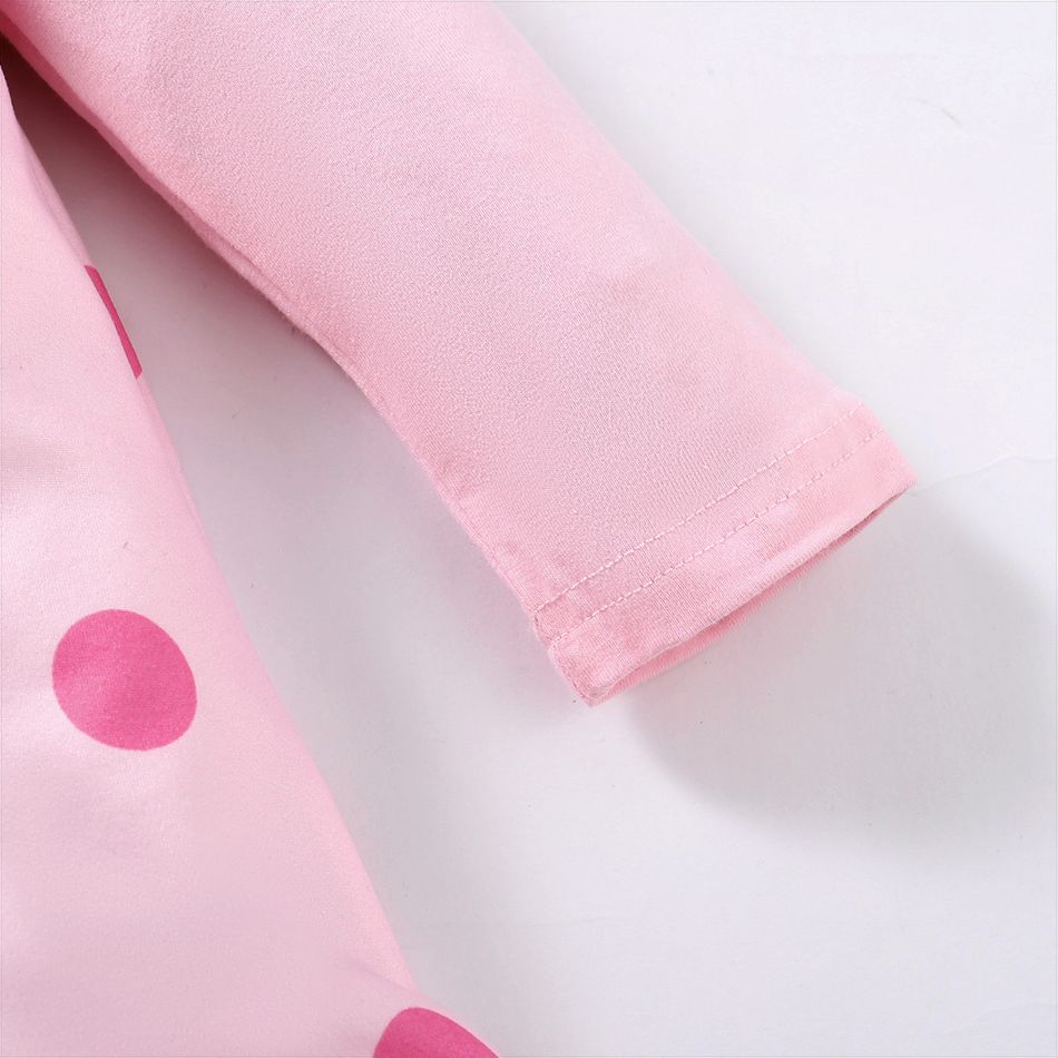 Barbie Toddler Girl Polka Dots and Character Print Long-sleeve Dress Pink big image 6