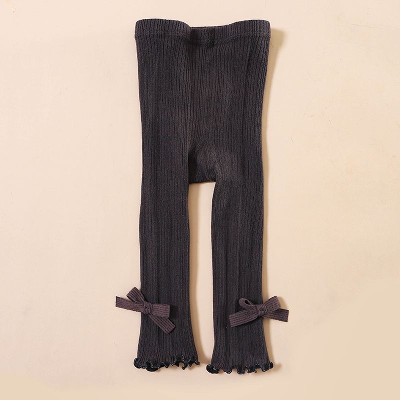 1pc Baby Girl tights Leggings Cotton Pants Solid Bowknot Fashionable Cute Boot Pants Brown big image 1