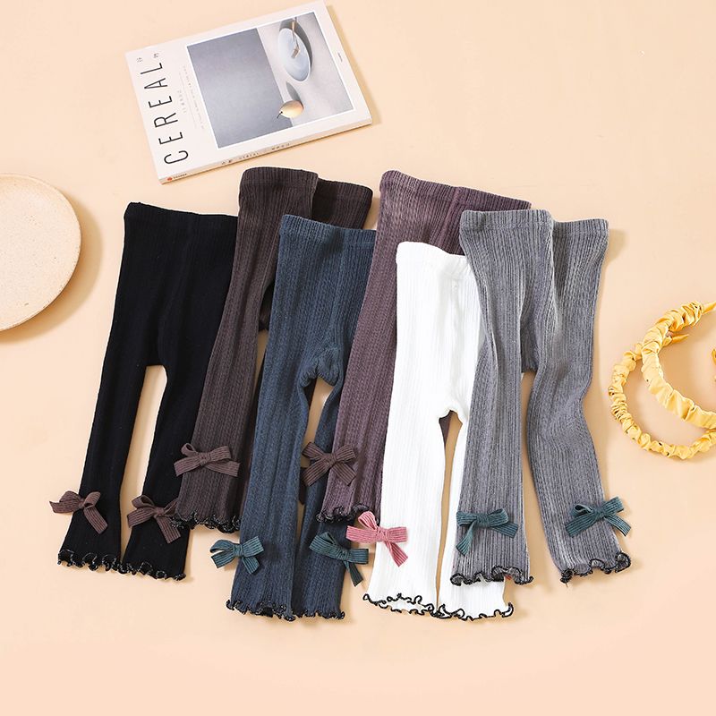 1pc Baby Girl tights Leggings Cotton Pants Solid Bowknot Fashionable Cute Boot Pants Brown big image 4