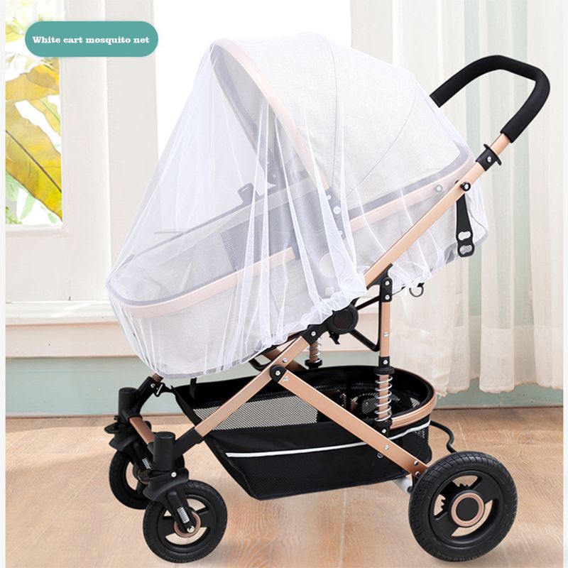 Carro de bebê mosquiteiro cobertura completa bebê universal aumento carrinho de criptografia guarda-chuva carrinho carrinho de rede anti-mosquito Branco