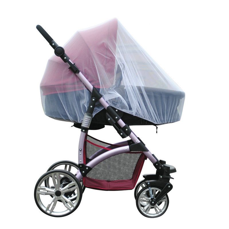 Carro de bebê mosquiteiro cobertura completa bebê universal aumento carrinho de criptografia guarda-chuva carrinho carrinho de rede anti-mosquito Branco big image 3