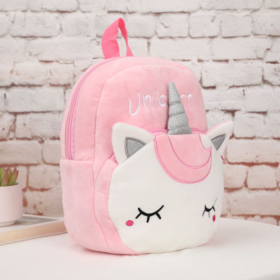 3-pack Toddler Cartoon Unicorn Plush Backpack & Crossbody Bag & Purse Set Light Pink big image 4