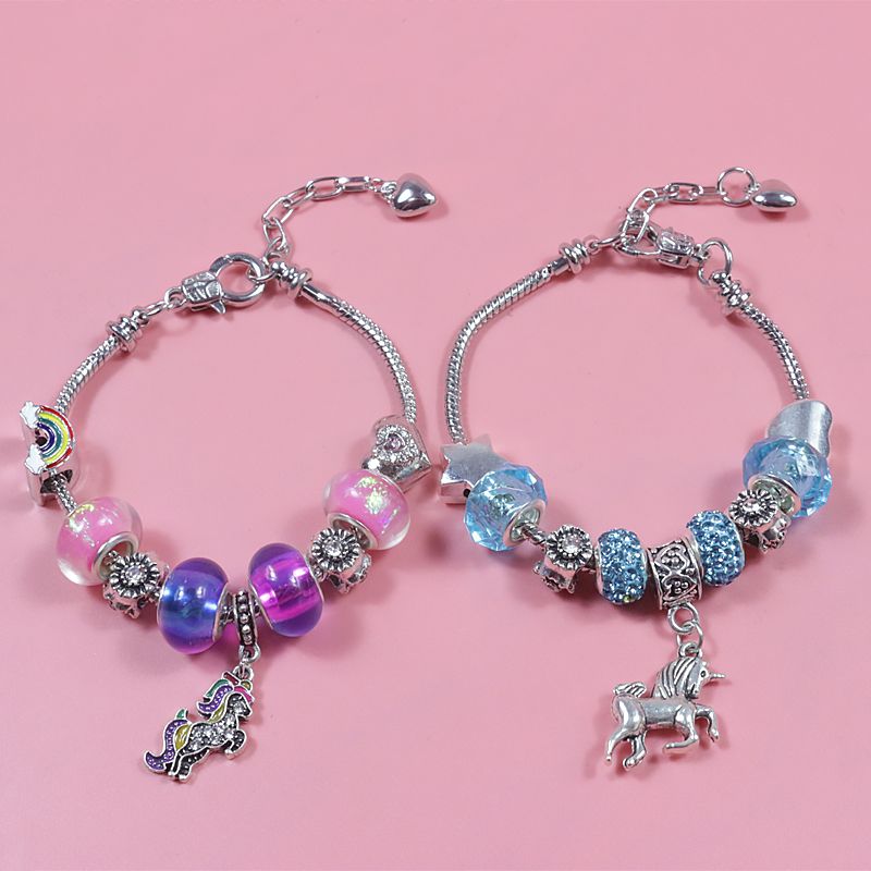 Unicorn Pendant Bracelet Artificial Gems Bracelet for Girls Blue big image 2