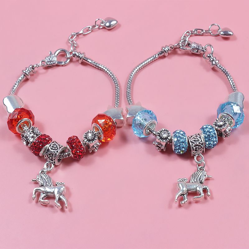 Unicorn Pendant Bracelet Artificial Gems Bracelet for Girls Blue big image 3