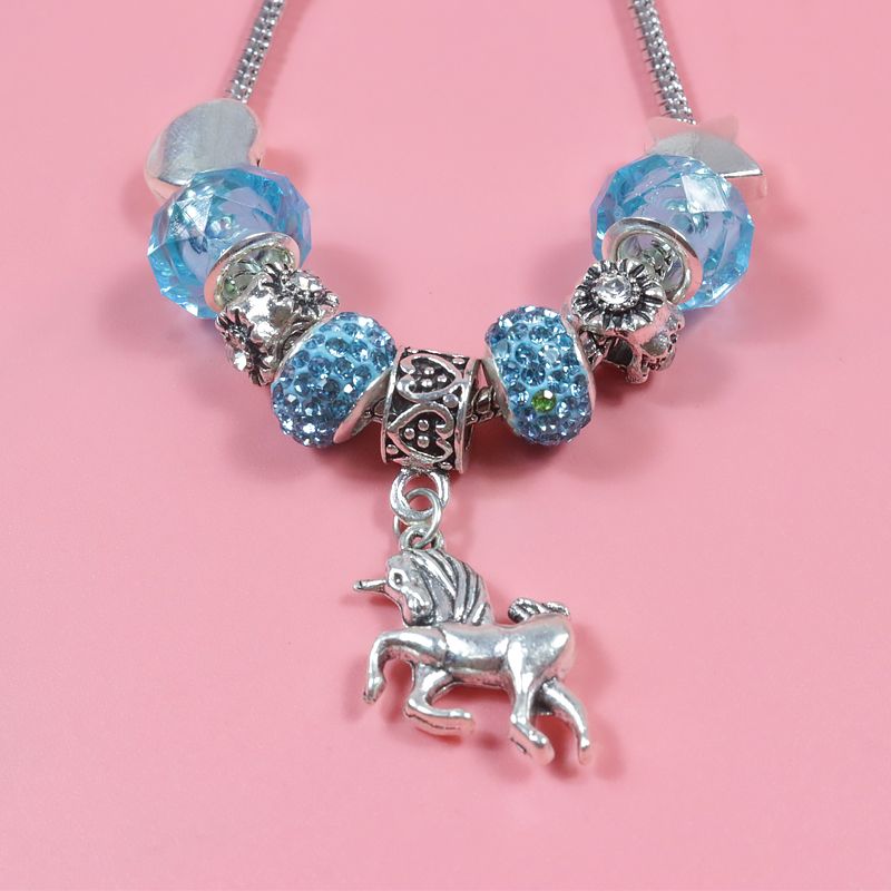 Unicorn Pendant Bracelet Artificial Gems Bracelet for Girls Blue big image 5