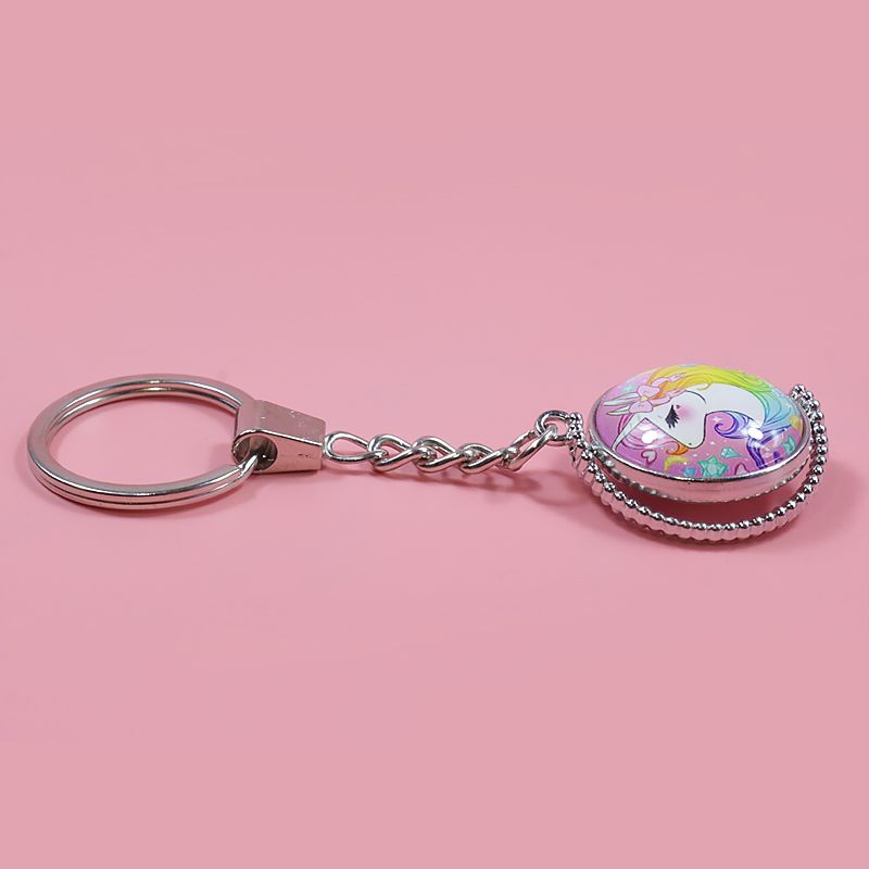 Time Gemstone Double-sided Rotating Alloy Unicorn Keychain Jewelry for Girls Color-C big image 5