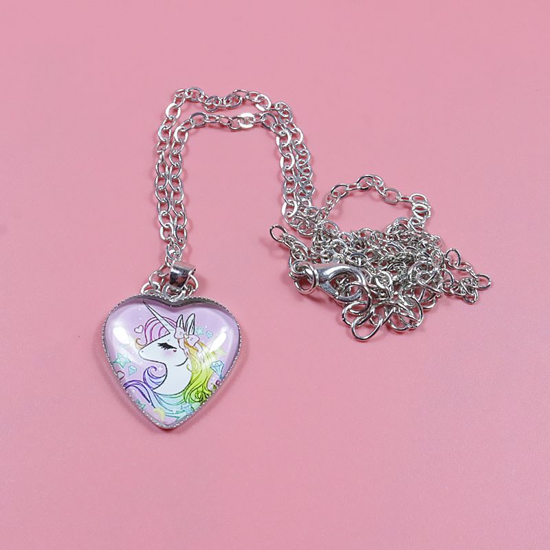 Einhorn Halskette Herz Anhänger Schmuck für Mädchen Hell rosa big image 2