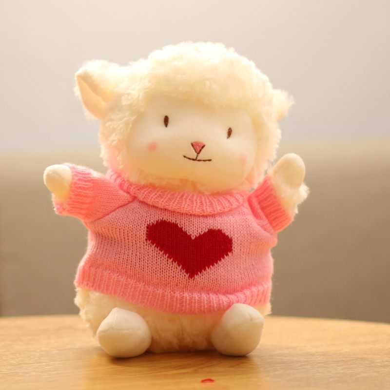 Brinquedo macio de cordeiro fofo bichos de pelúcia boneca ovelha pequena ragdoll presentes infantis para meninos meninas Rosa