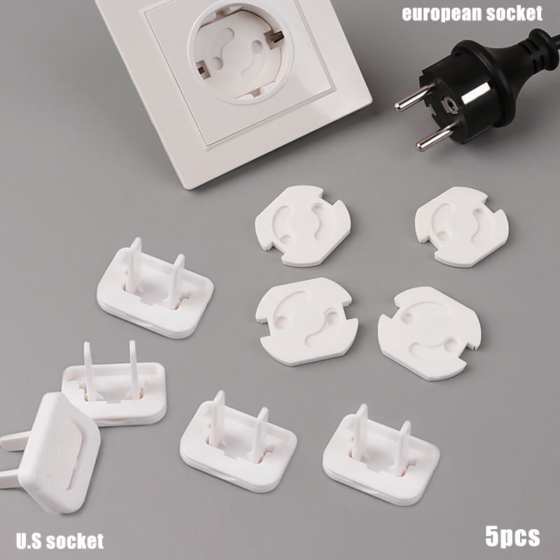 5-pack Plastic Electrical Outlet Socket Covers Plug Caps Protector Baby Safety Plug Covers Kid Safety Protection Prevent Electric Shock White