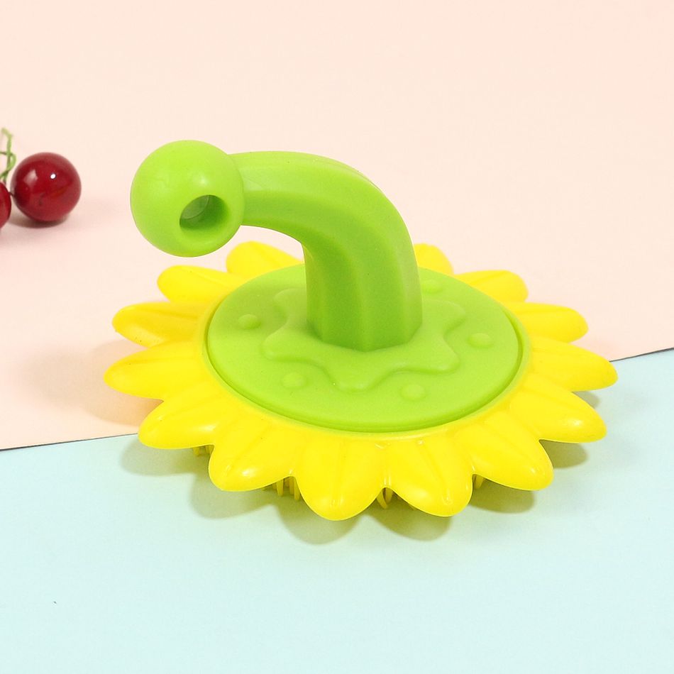 Silicone Baby Shampoo Massage Brush Sunflower Shape Scalp Hair Body Cleaning Brush Yellow big image 1