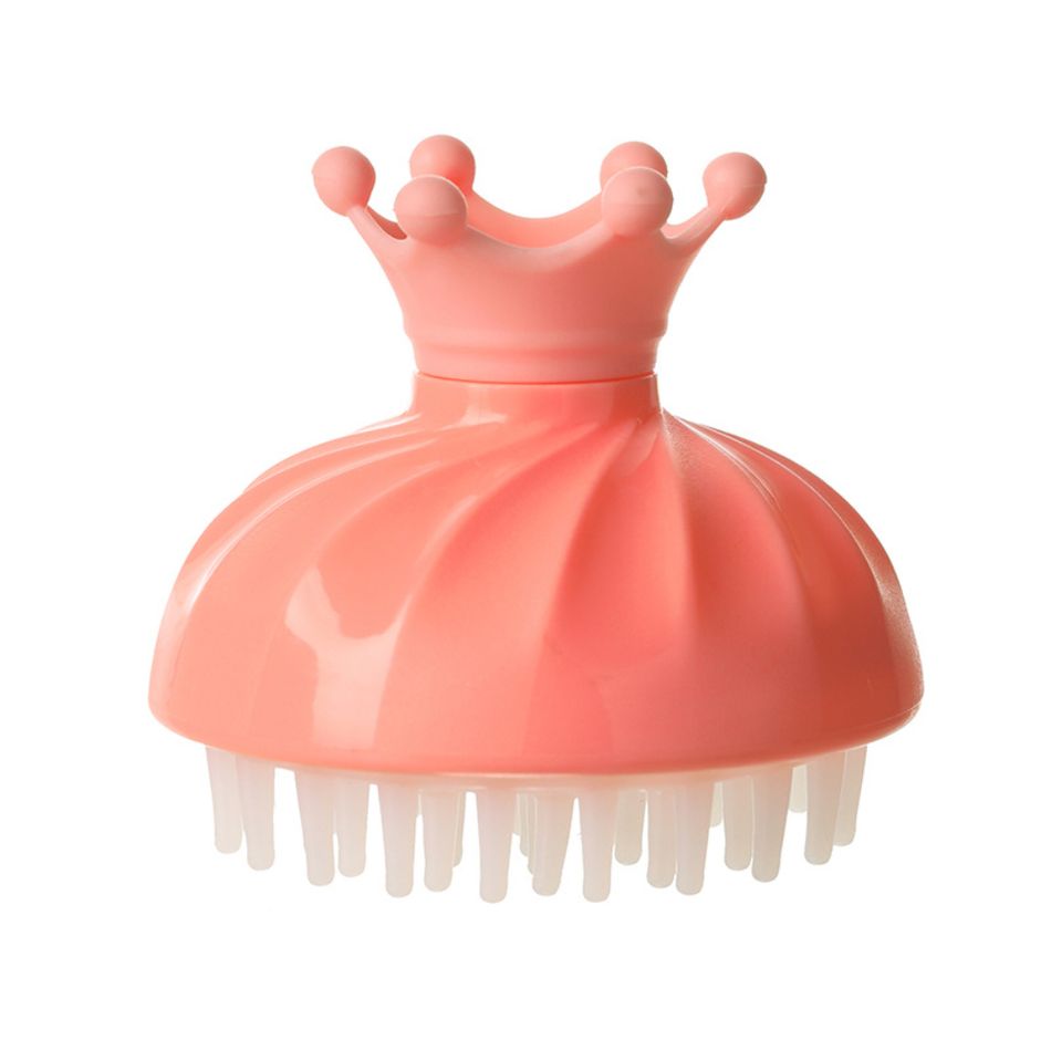 2-pack Cartoon Crown Shape Adjustable Baby Shower Cap Bathing Hat & Shampoo Massage Brush Set Red big image 7