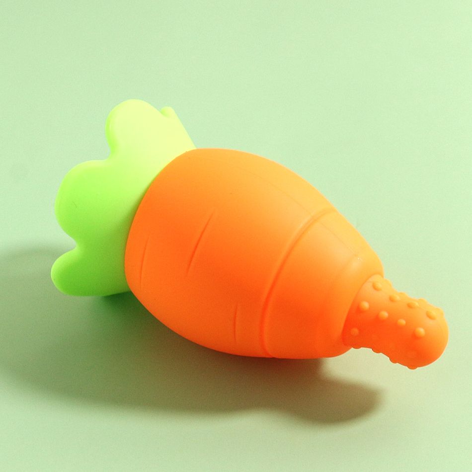 Carrot Shaped Silicone Teether Baby Toddler Soothing Pacifier Teether Chew Relief Teething Toy Orange big image 6