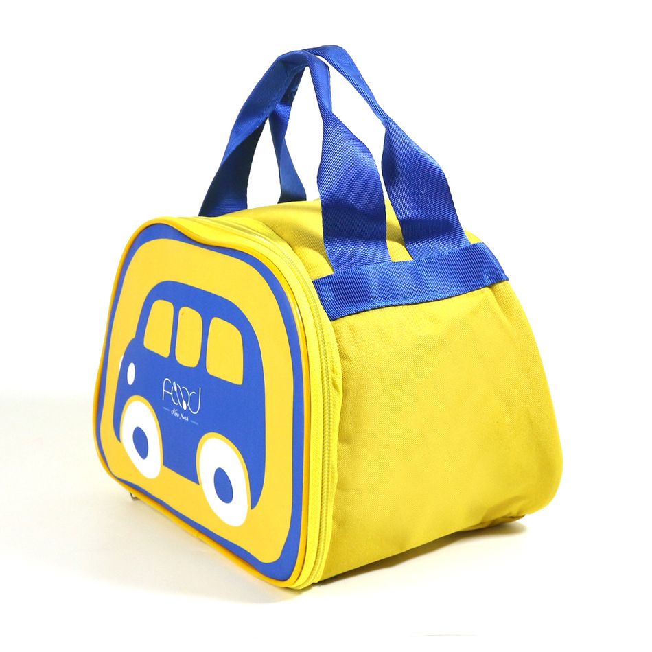 صندوق غداء معزول على شكل سيارة كارتون للأطفال قابل لإعادة الاستخدام حقيبة حرارية مبردة قابلة لإعادة الاستخدام لنزهة السفر المدرسية الأصفر big image 4